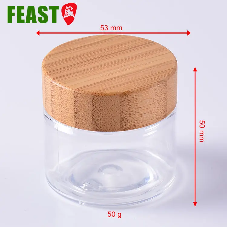 250 ml Wide Mouth Clear Jar Cosmetics Bamboo Lid Jar cosmetic bamboo wooden lid cream jar