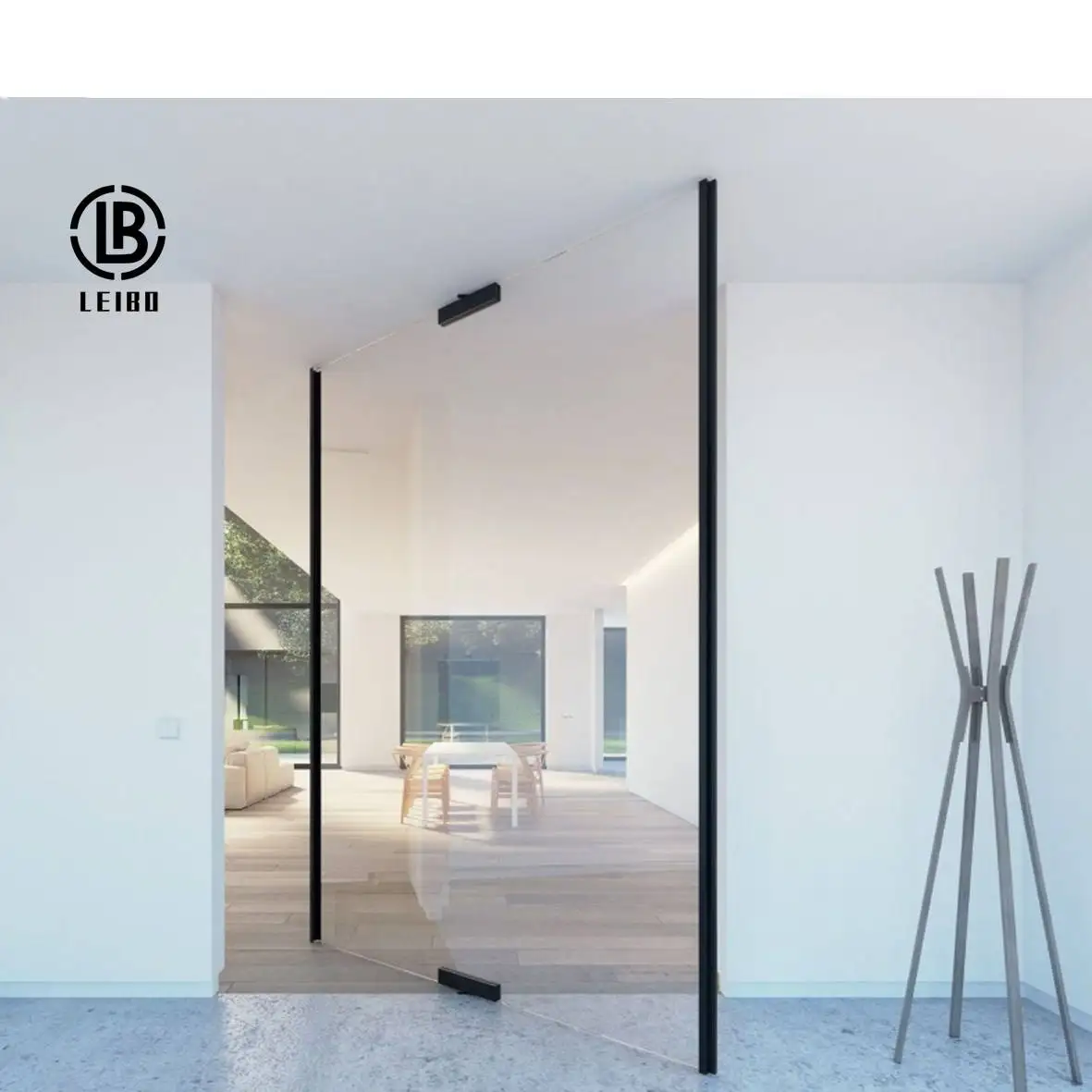 Canada pivot front door black aluminum frame tempered glass electronal entry pivot doors