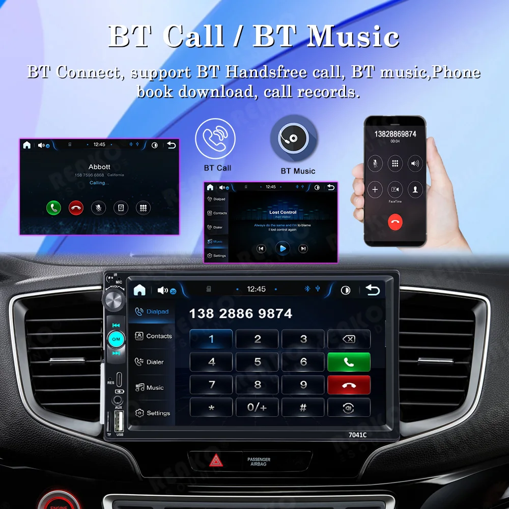 New Design Universal MP5 Auto Player Car Radio 7 Inch Stereo With Carplay Mirror Link FM BT 7 Color Button Backlight