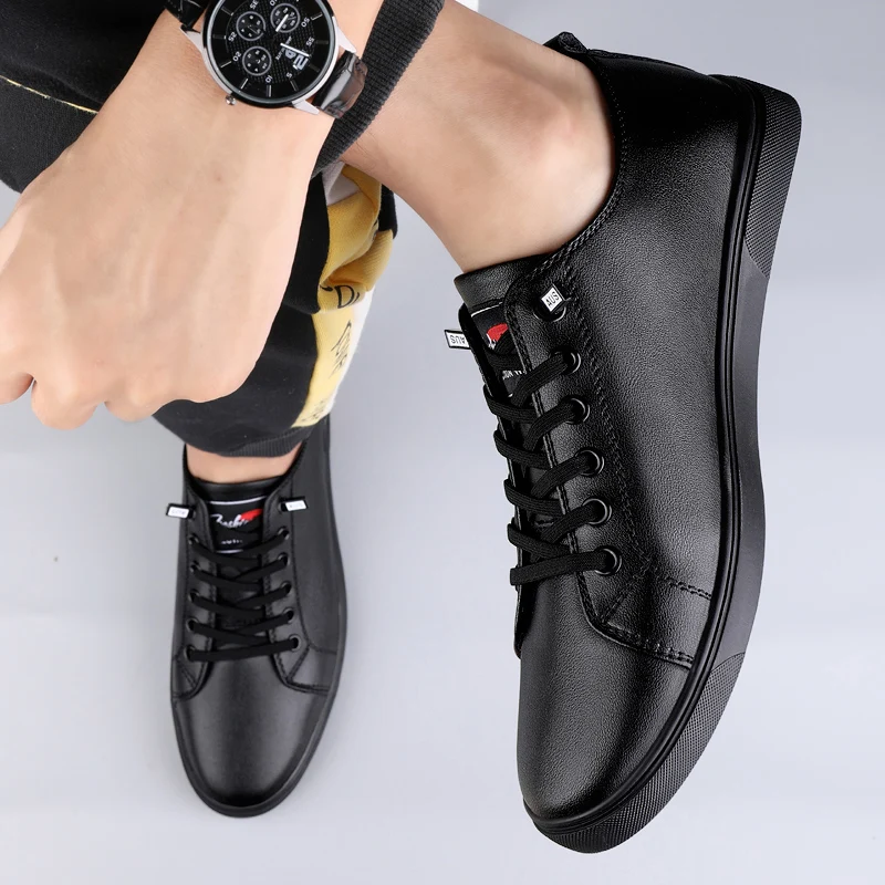 2024 New Arrivals Autumn Comfortable Lace-up White Casual Shoes Trend Cowhide Breathable Large Size Sneakers Men Shoes