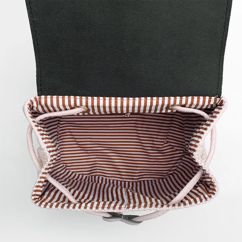 Large Capacity Cute Mini Backpack Women Mini Straw Beach Shoulder Bag Natural Straw Mini Backpack