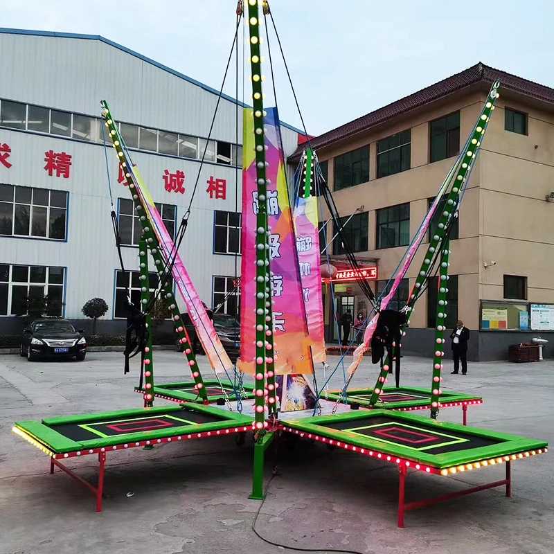 Light Electric Bungee Trampoline 4 Seats Mobile Bungee Jumping Trampoline For Sale