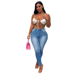 2022 fashion high waist sexy customskinny wholesale dresses  ripped pant ladies women denim jeans