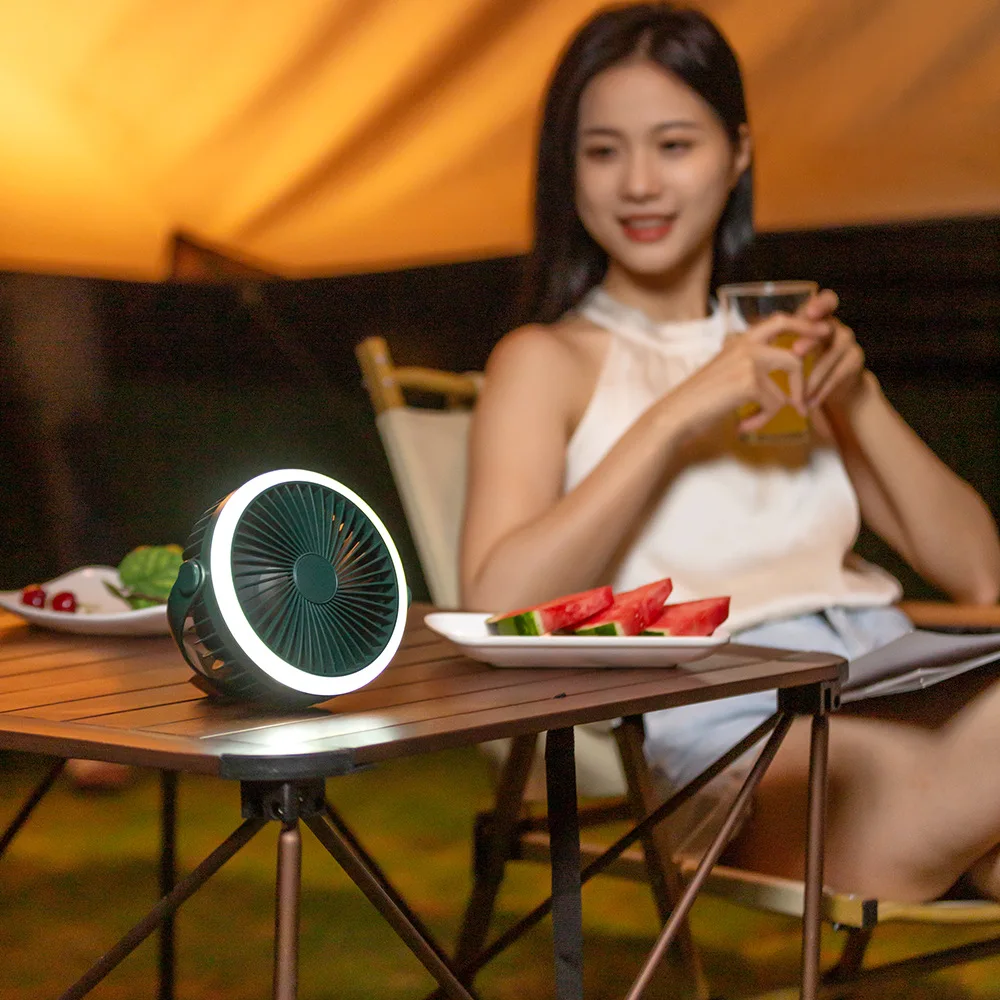 New Style Outdoor USB Rechargeable 2000mAh Battery 4 Speeds 2 Levels LED Light Tent Camping Fan