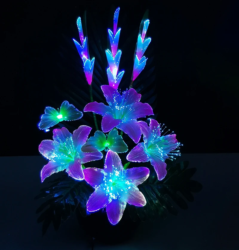 2024 Christmas Decoration Led Flowers Lights Handmade Silk Flower Table Fiber Optic Flower Lamp