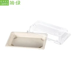 Easy Green Restaurant Disposable Various Size Bio Sugarcane Fiber Bagasse Pulp Sushi Take Away Food Tray