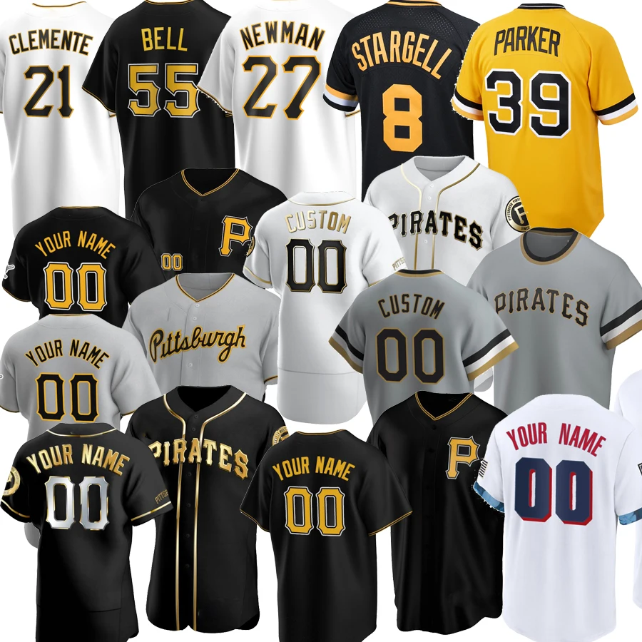 Custom Pirate Jersey 21 Roberto Clemente 8 Willie Stargell 55 Josh Bell Pittsburgh Baseball 6 Starling Marte Parker jersey