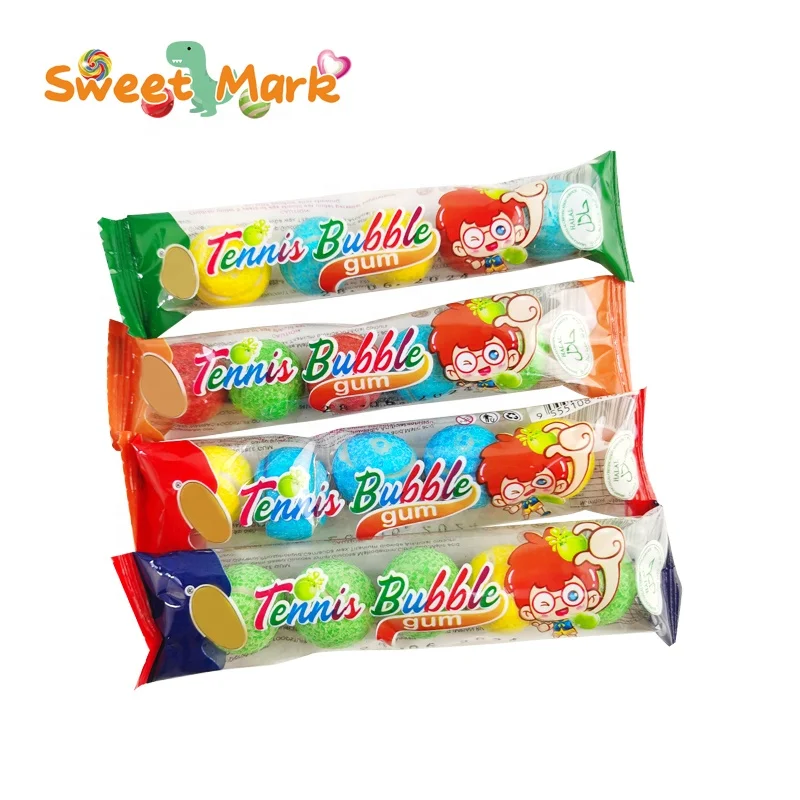 Halal food chewy bubble gum ball shape filled jam fruit gum
