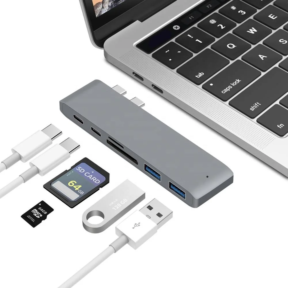 Зарядное устройство USB 3 0 PD 6 в 1 со слотами для карт SD и TF хаб типа C MacBook Pro Samsung S8 Huawei MateBook т.