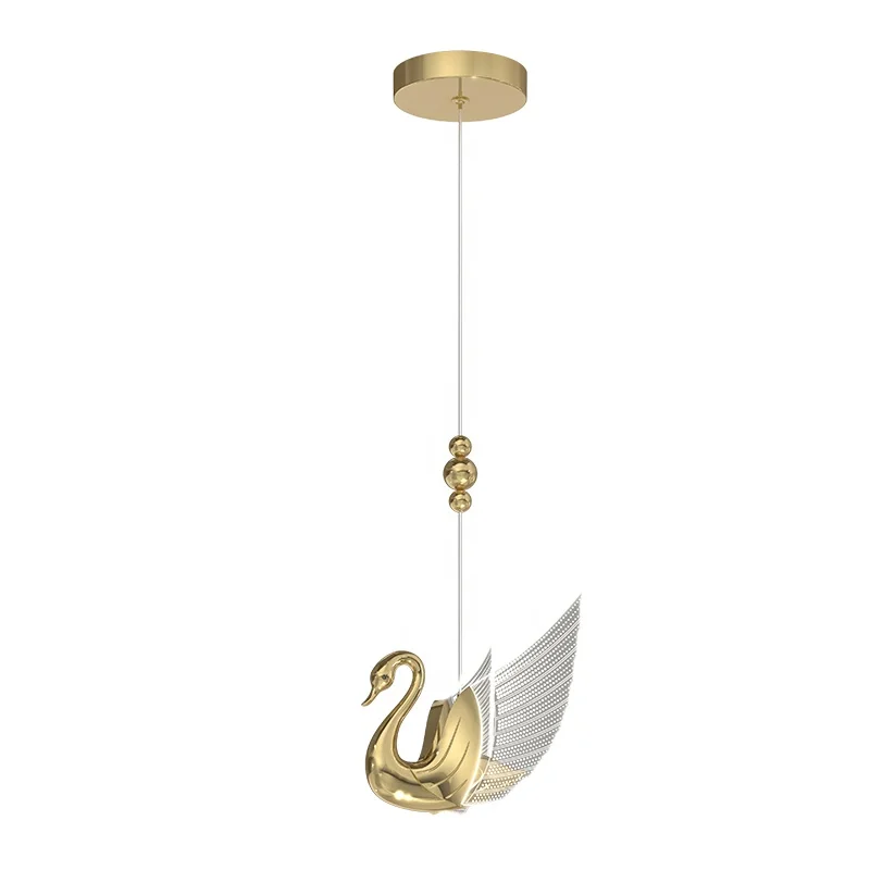 PK Gold Aluminum Swan LED Home Island Decorative Ceiling Pendant Light Chandelier Hotel