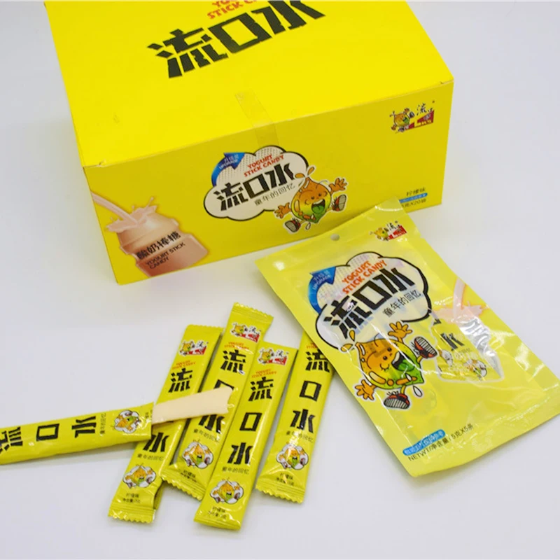 Factory OEM ODM Grape Yogurt Sticks Fruit Candies Delicious Lemon Yoghurt Box Juicy Peach Yoghurt Sugar Kdis Candies