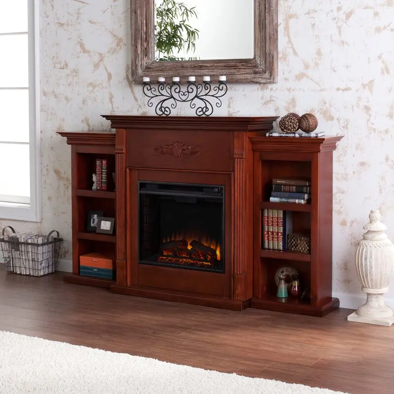 Cheap modern wood fireplace electric  with remote control electric fireplaces