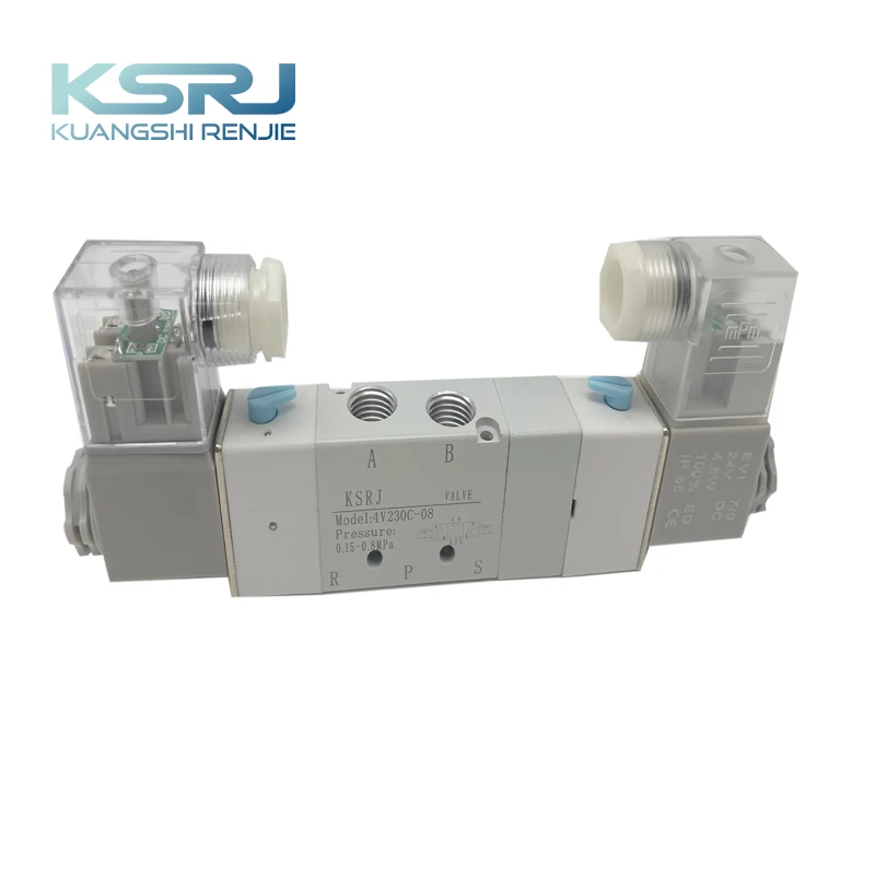 KSRJ Manufacturer Sale Pneumatic Parts Electric 3/5 way 3 position 5 way 4V130C-06 4V230C-08 4V330C-10 4V430C-15  Solenoid Valve
