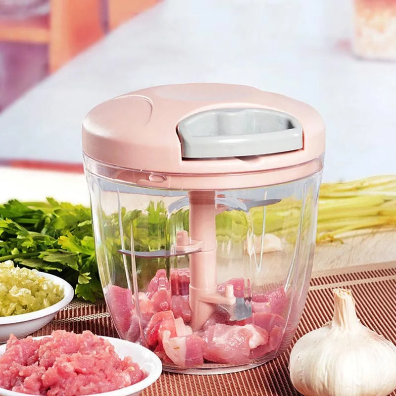 Garlic Chopper 500/900ML Manual Rotate Fruit Vegetable Cutter Chopper Slicer Garlic Crusher Peeler Grinder Blender Meat Grinders