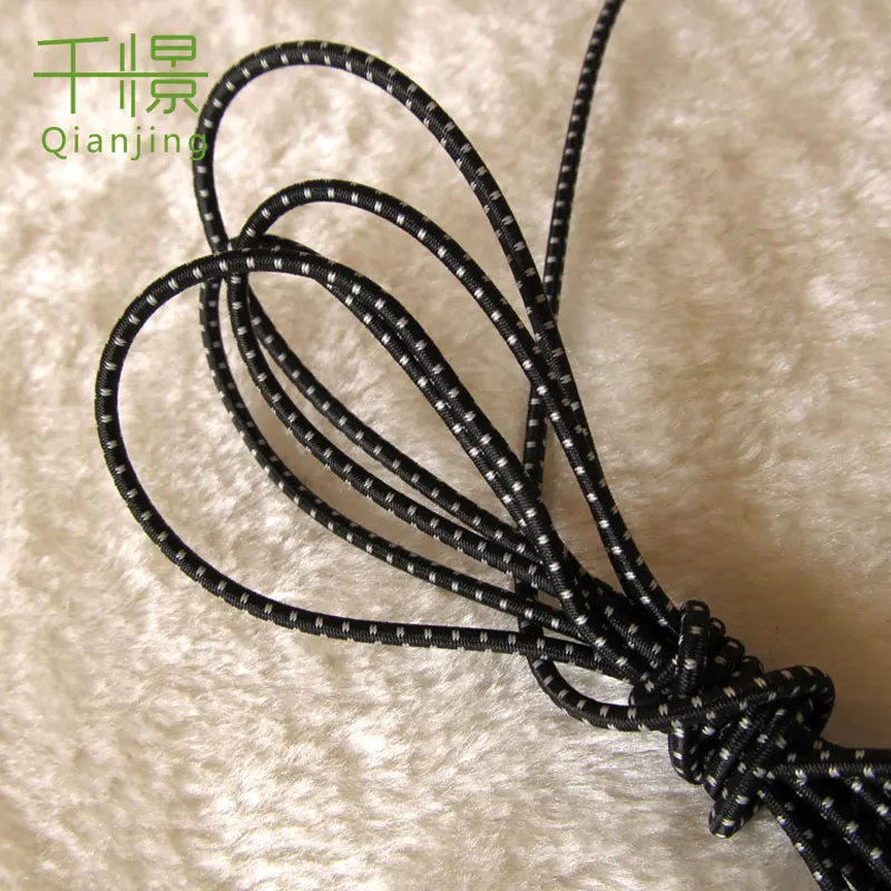 RE12 manufacturer supply Clothes and bags accessories 3mm black with white dots  elastic rope widely use
