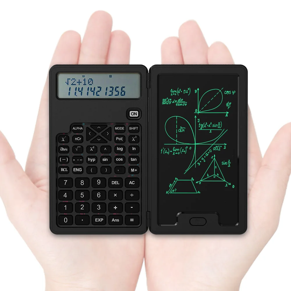 82MS Small Size Study Mini Calculator Battery 12 Digits Scientific Calculator with Writing Pad Scientific Calculator