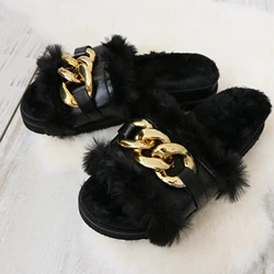2021 New Arrivals Luxurious Fashion Furry Designer Women Fur Slipper