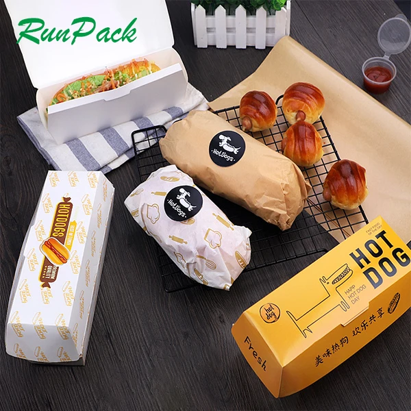 Takeaway Cardboard Paper Packaging Tray Fast food Hot dog Burger Fried Chicken Chips French Fries Packaging Box Container