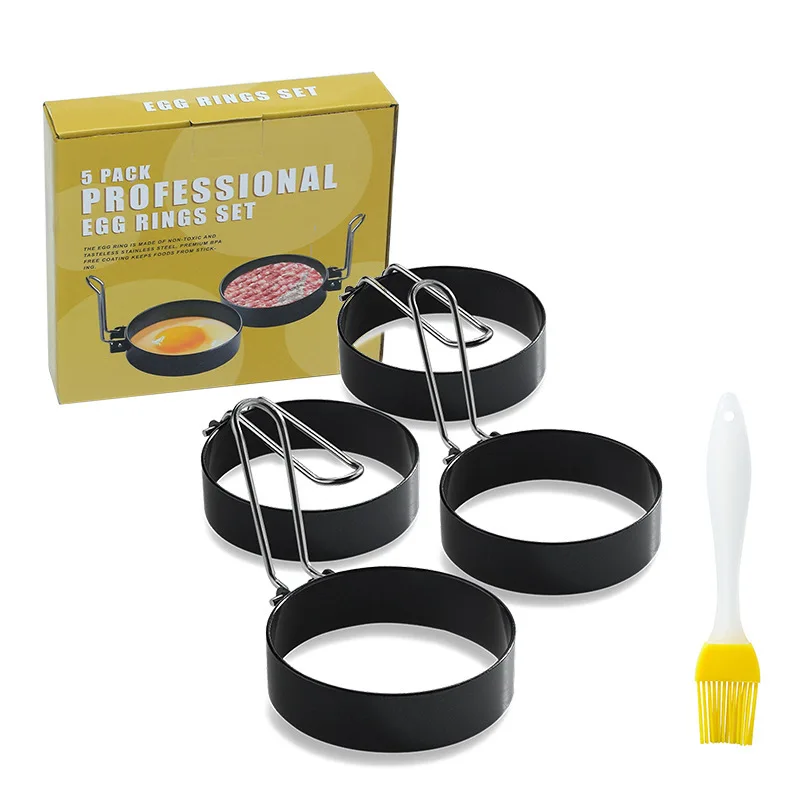 5pcs l Professional  Stainless Steel  Fried  Egg Ring Set for Breakfast Omelette Sandwich