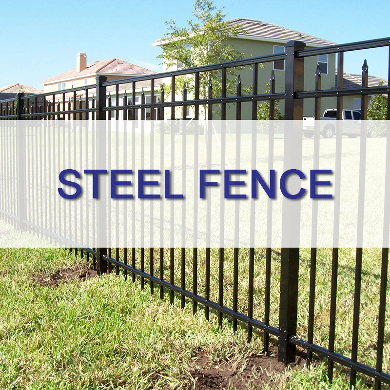 High quality 6ftx8ft wrought iron garden metal fencing galvanized steel Black square tube zinc wrought iron fence panels