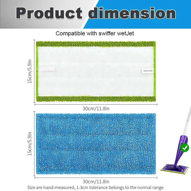 Hospital Janitorial Supplies Adjustable Cleaning Flat Mop Cloth Suitable for Swiffer wet jet Mop Pad