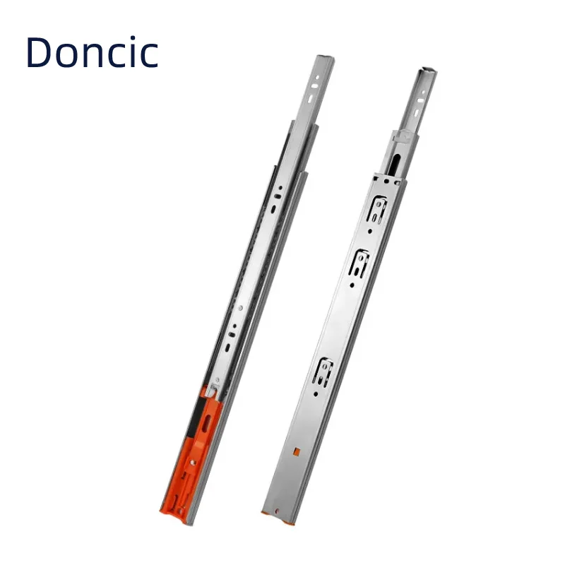 Heavy-Duty Silver Drawer Slide Soft-Close Telescopic Sliding Channel for Kitchen Cabinets Manufacturers Hardware Stainless steel