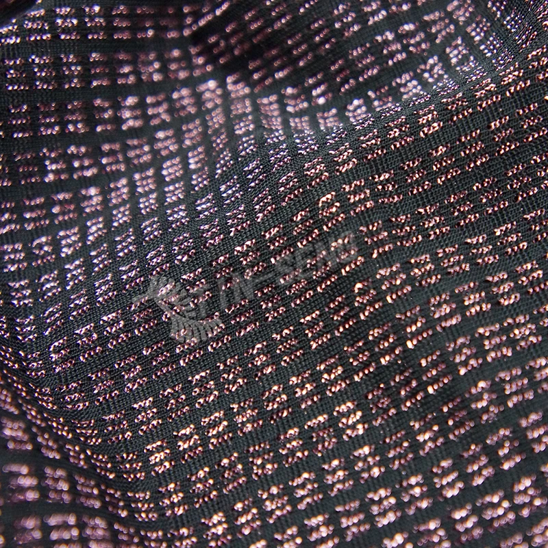 Metallic Knitted Lurex Plaid Shiny Jersey Fabric for garment Textile