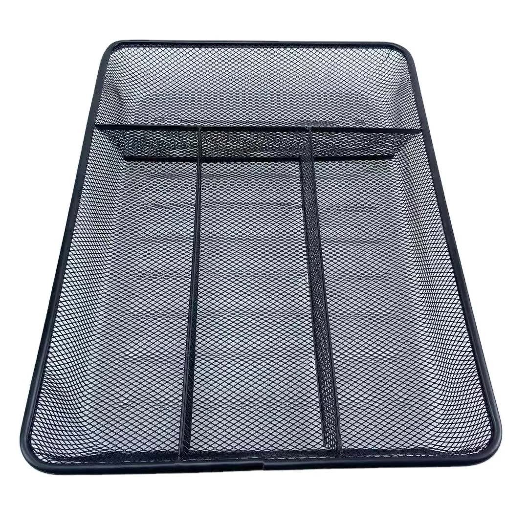 Металлические сетчатые принадлежности для офиса, черный Органайзер с 4 отделениями, поднос для дома или офиса, принадлежности для хранения документов