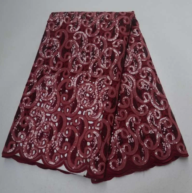 AG9125  Sequin Nigerian lace fabric African organza lace fabric with sequence and beads