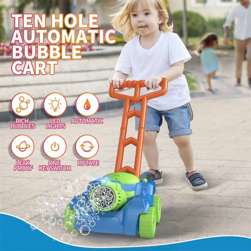 Bubble Lawn Mower For Kids - Automatic Push Toy For Toddlers,Summer Outdoor Toy Fun For Backyard,Beach,And Swimming