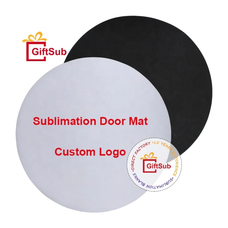 Wholesale Custom Polyester Printed Logo Round Foot Mat Carpets Funny Front Doormat Anti Slip Rubber Indoor Floor Door Rugs Mat