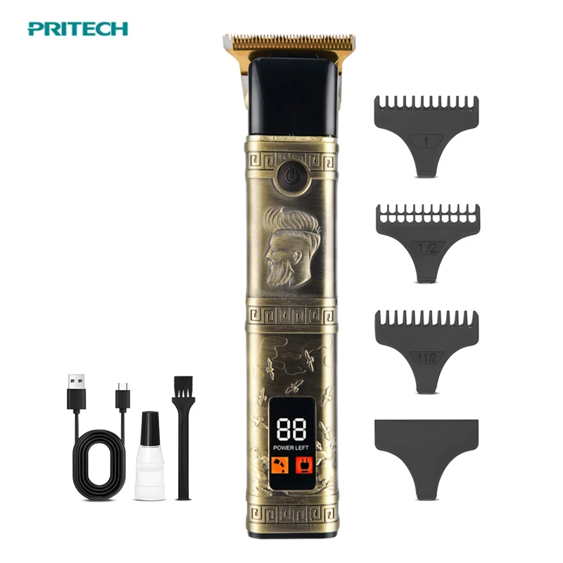 PRITECH Zero Gapped T-Blade Trimmer Rechargeable Edgers Clipper Cordless Hair Trimmer for men