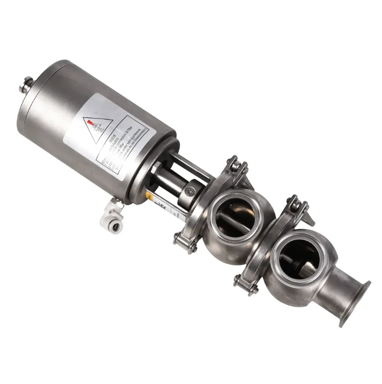 Sanitary Stainless Steel Pneumatic SIngles or Double Seat Flow Diversion Valve Cut-off/Reversing Stop Valve