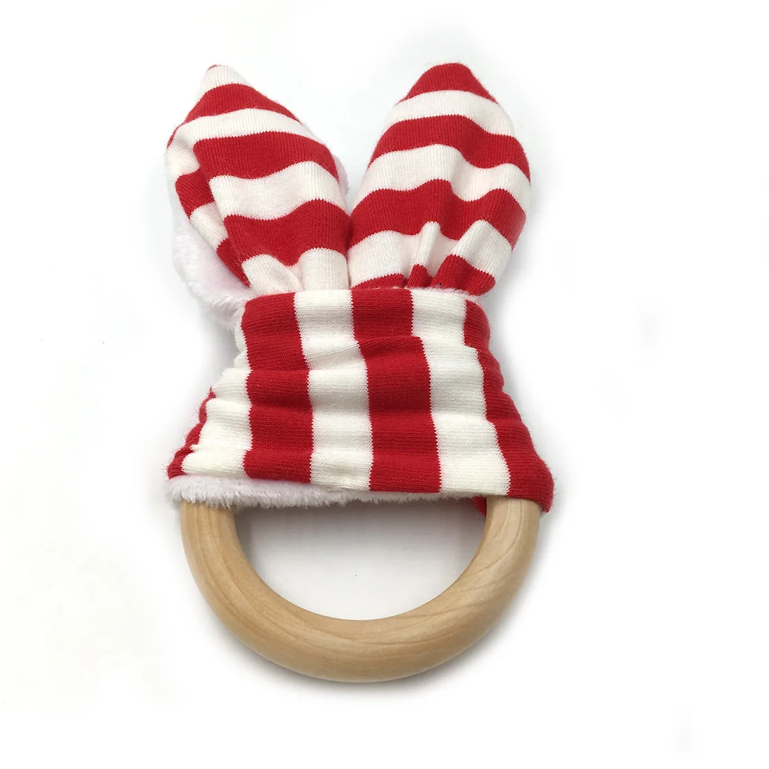 
BPA Free Food Grade Silicone Teether Bracelet Rattle Natural Baby Teething Toy Baby Teethers Wooden Teether Ring With Fabric 