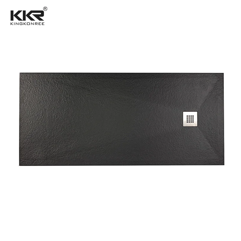square shape quality pan stone resin shower tray high gloss black stone shower tray  with a seat