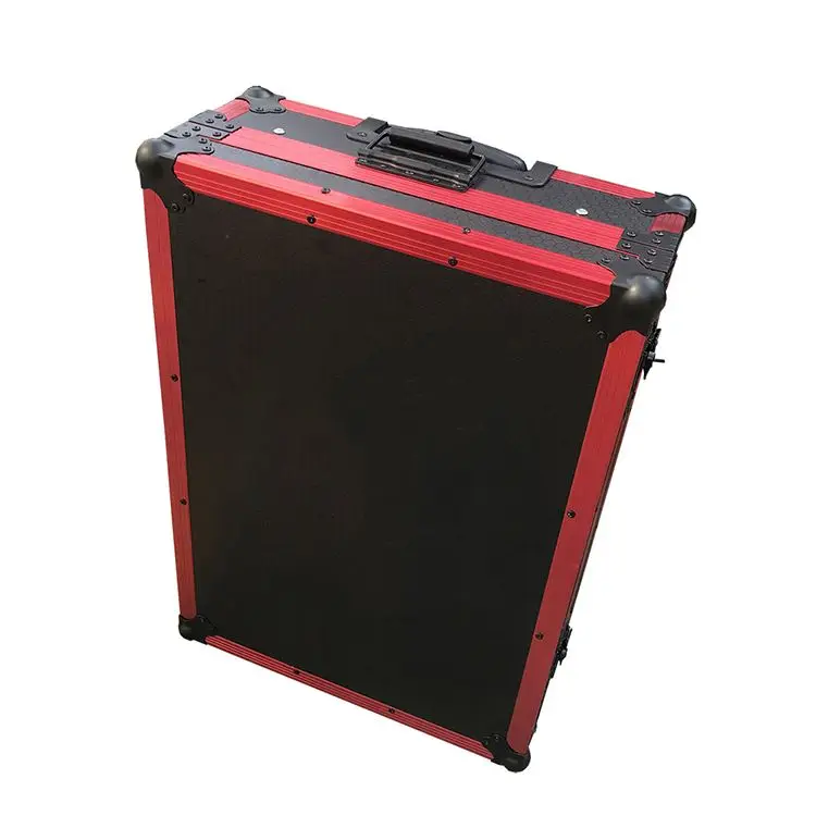 Portable Tool Box Abs Red And Black Dj Controller Locking Trolley Equipment Aluminium Flight Cases  With Wheels