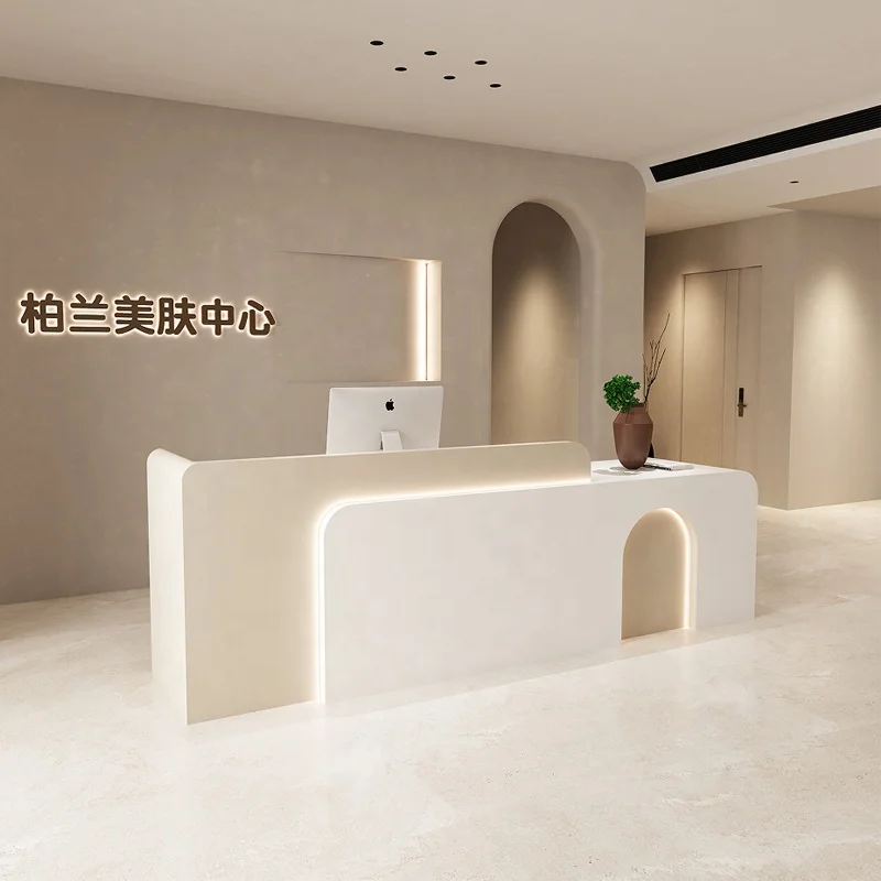 Company Front Guild House Welcome Desk Conference Room Computer Console Table Work Station Led Reception Desks