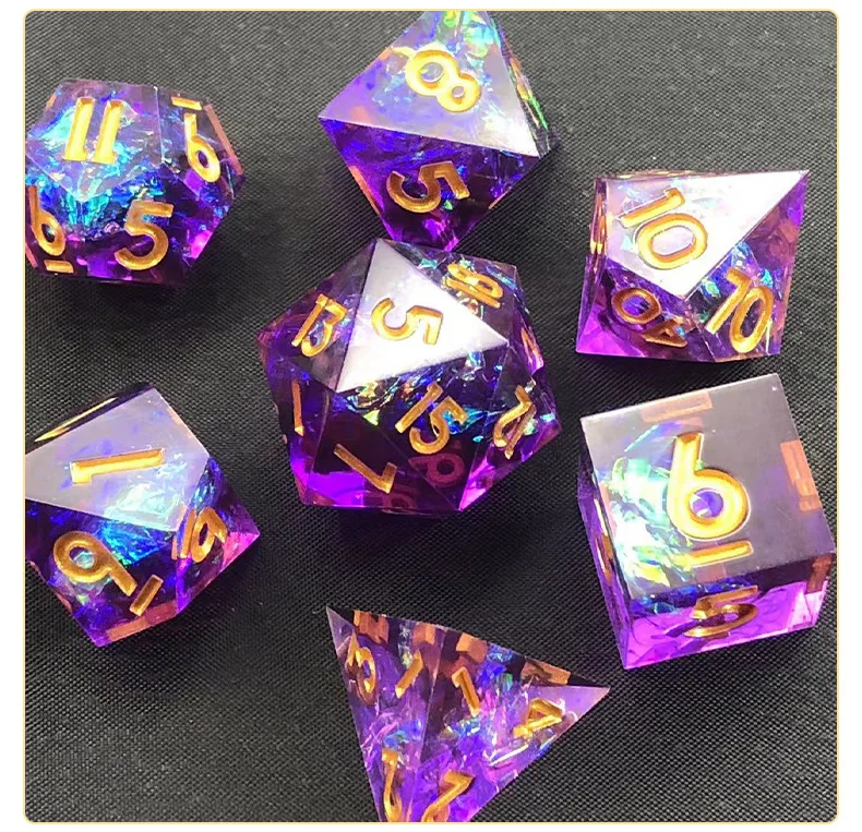 Custom Logo Polyhedral Resin Dice Set For Dnd Rpg Dragon And Dungeons Board Game Role-playing Board Game Dice