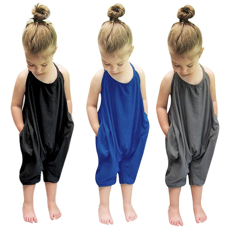 Toddler summer jumpsuits kids overalls sleeveless romper unisex baby girl clothes