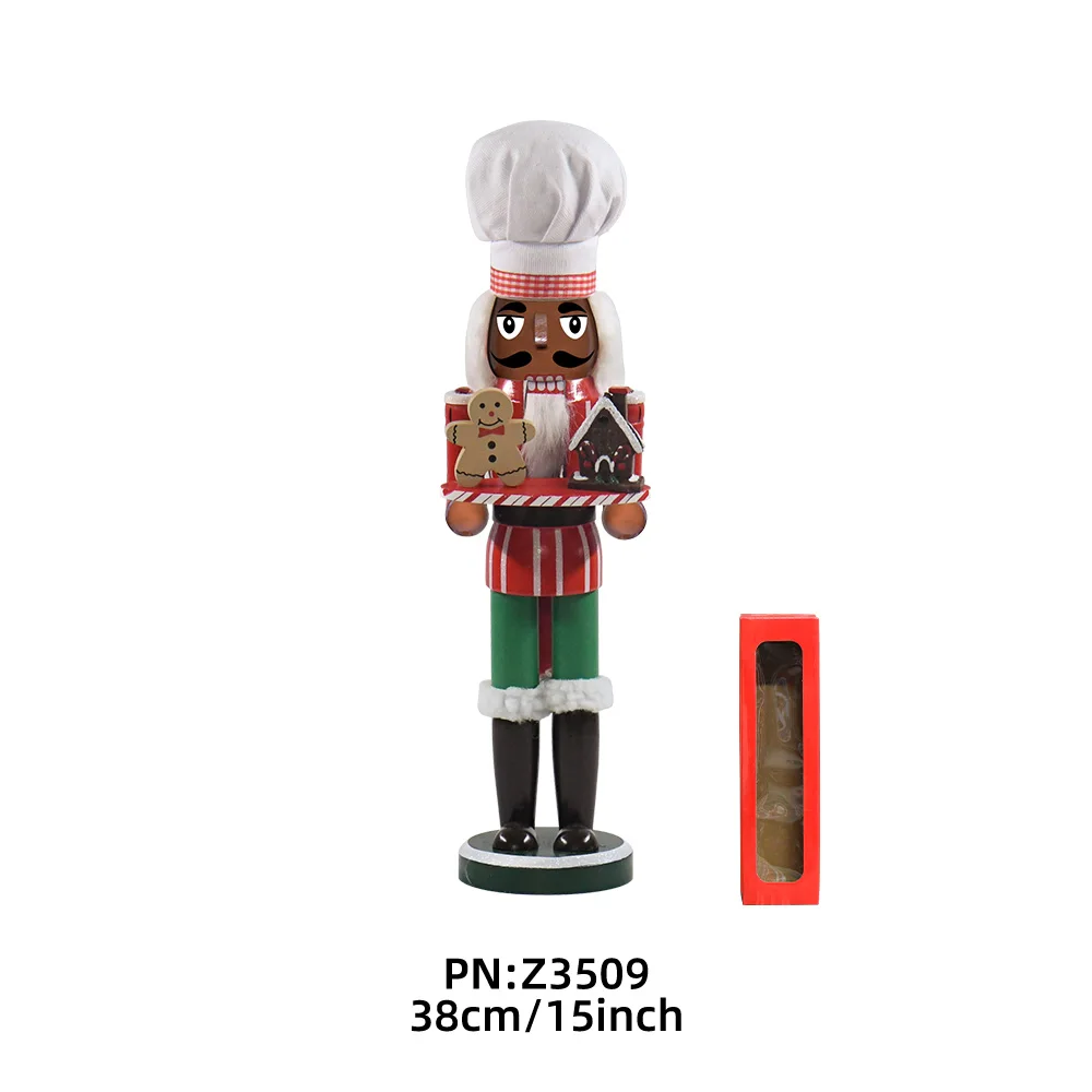 Customized Nutcracker Puppet 35CM Painted Doll Christmas Table Ornaments Wooden Gingerbread Nutcracker For Festival