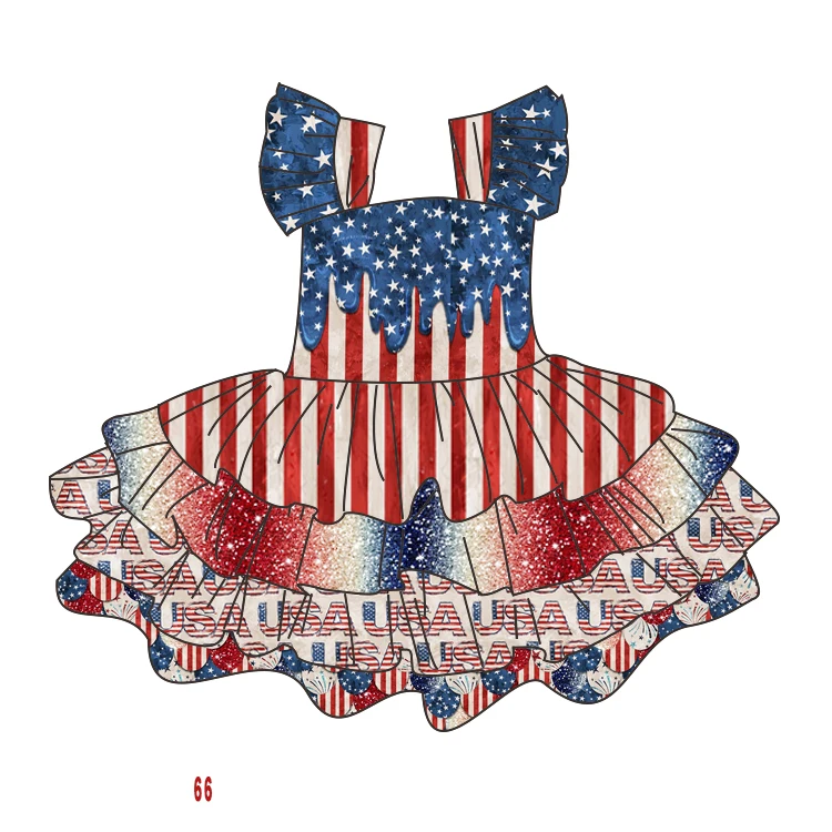 Customization wholesale boutique girls stylish and sweet printed dress for summer