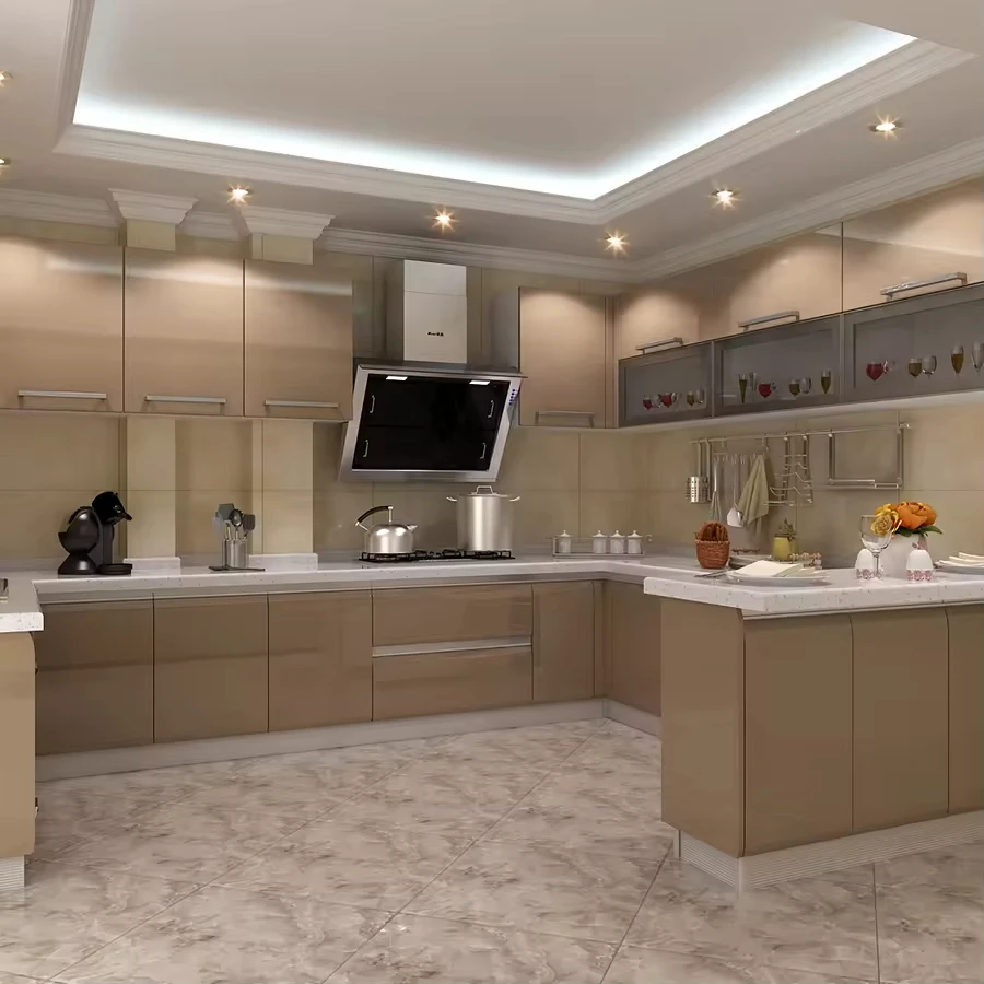 High Quality And Accessories Solid Wood Flat Pack Modular Kitchen Cabinet For Kitchen