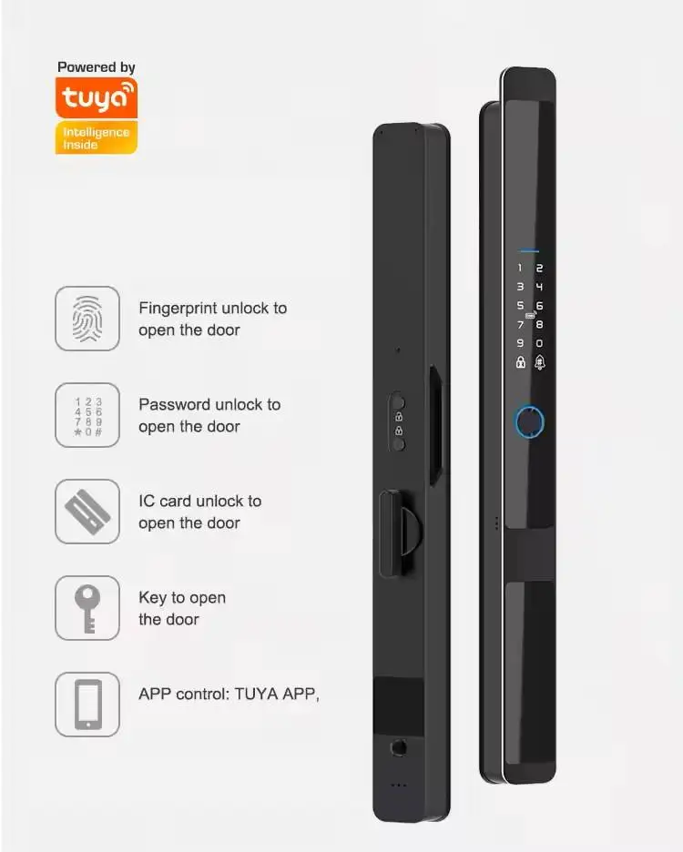 Tuya Wifi Automatic Digit Smart Lock Door Rfid Card 3D Face ID Home Security Biometric Fingerprint Lock  With Camera