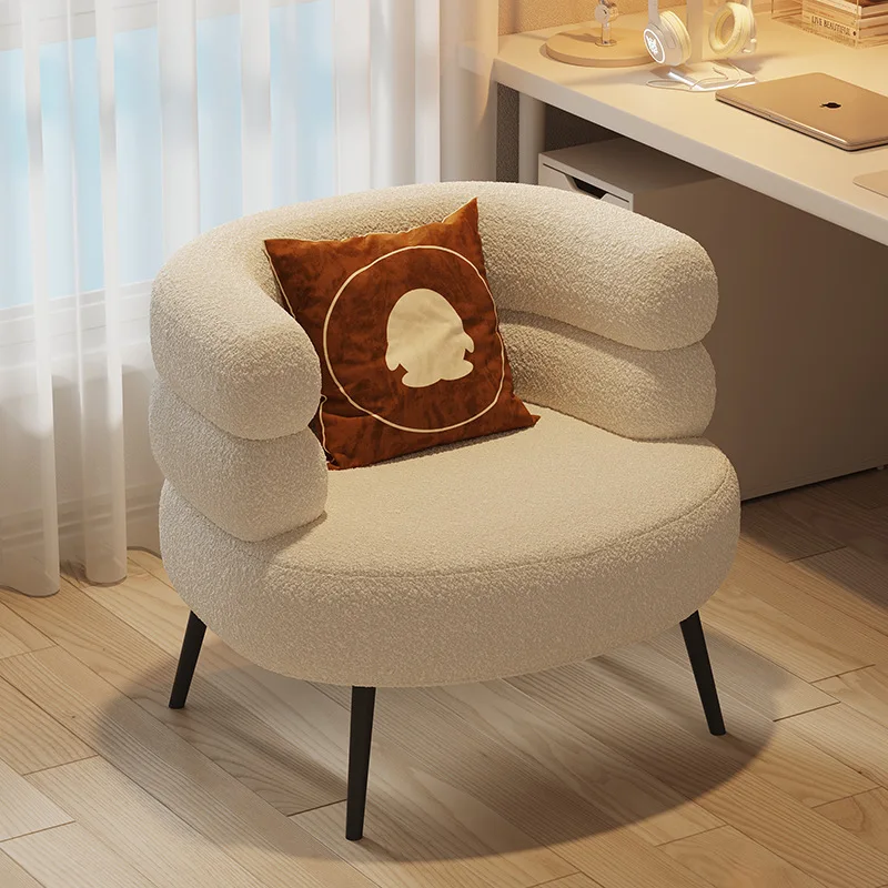 Nordic Simple Modern Single Sofa Designer Light Luxury Leisure Chair Lamb Velvet Fabric for Small Apartment Living Room Balcony