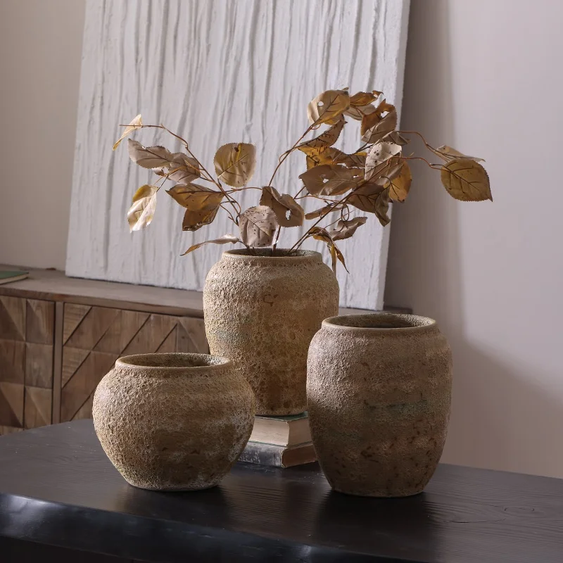 Home Decor Rustic Handmade Pottery Flower Pot Porcelain Ceramic Clay Vase