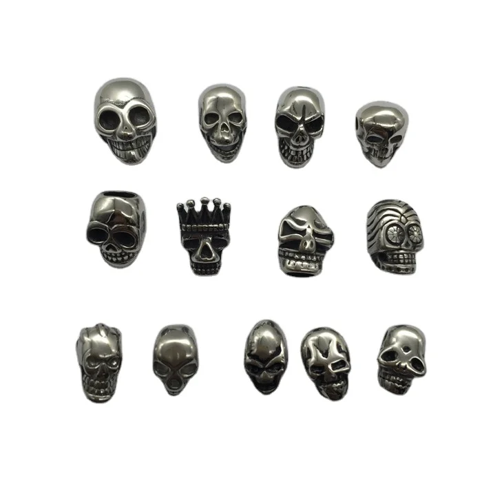 Wholesale metal hole spacer beads,large hole metal beads skull,small skull beads stainless steel (60831679817)