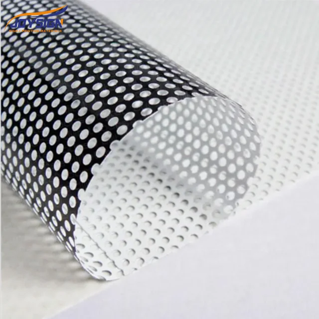 JoySign perforated vinyl see through sticker heat rejection building window film printable pvc sticker vinyl mesh one way vision