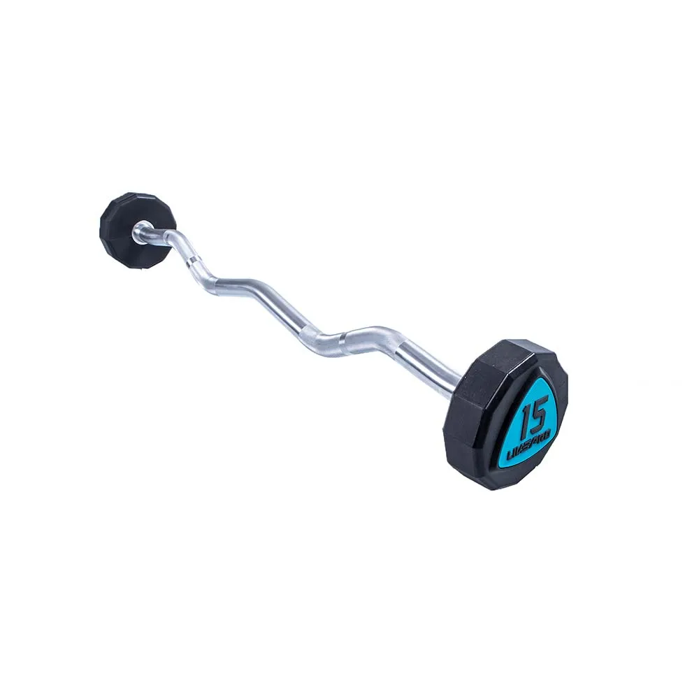 10/20/25/30/15kg 12-sided EZ Crank Gym Equipment Free Weights Fitness Weightlifting Exercise Barbell Polyurethane Fixed Barbell