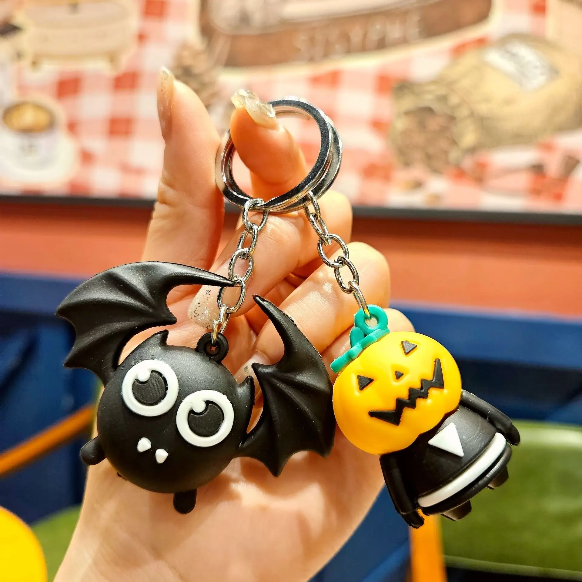Spoof Halloween Key Chain Custom Rubber 3D Soft PVC Design Halloween Keychain Christmas Eve Nightmare Action Figure Key Chain