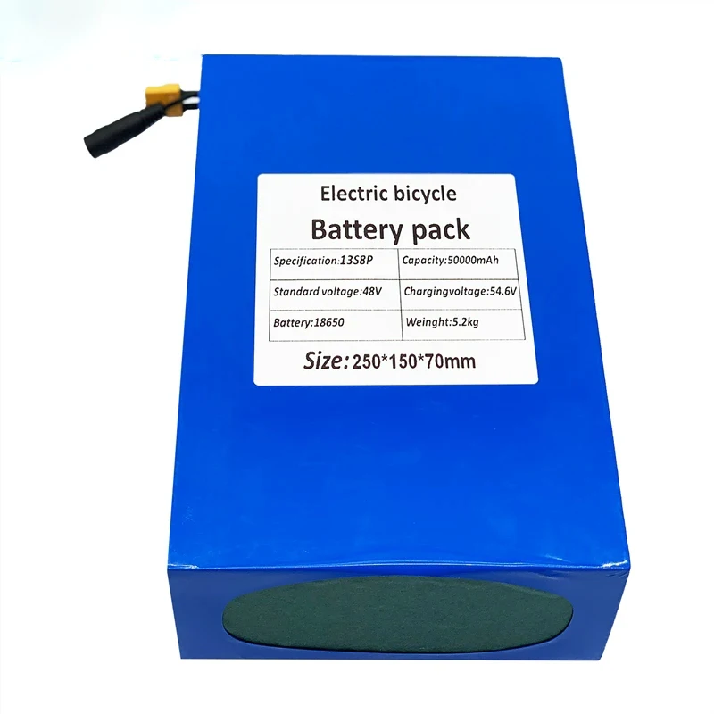 48V 50Ah 48V 50000mAh battery 18650 13S8P Lithium Battery Pack 1000W electric bicycle battery Built in 50A BMS